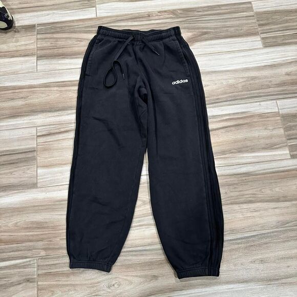 Adidas Fleece Men's Black Striped Joggers - Picture 3 of 5